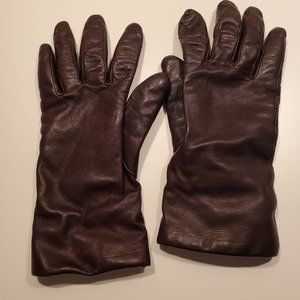 Fownes Cashmere Lined Brown Leather Gloves - Women's 7 1/2